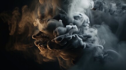 Dramatic vortex of clouds or smoke background. Vapor swirls. Generative AI