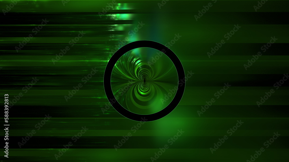 Poster Luminous modern abstract background, fractal world. Digital space for use in design. Round shapes and lines. 3d render