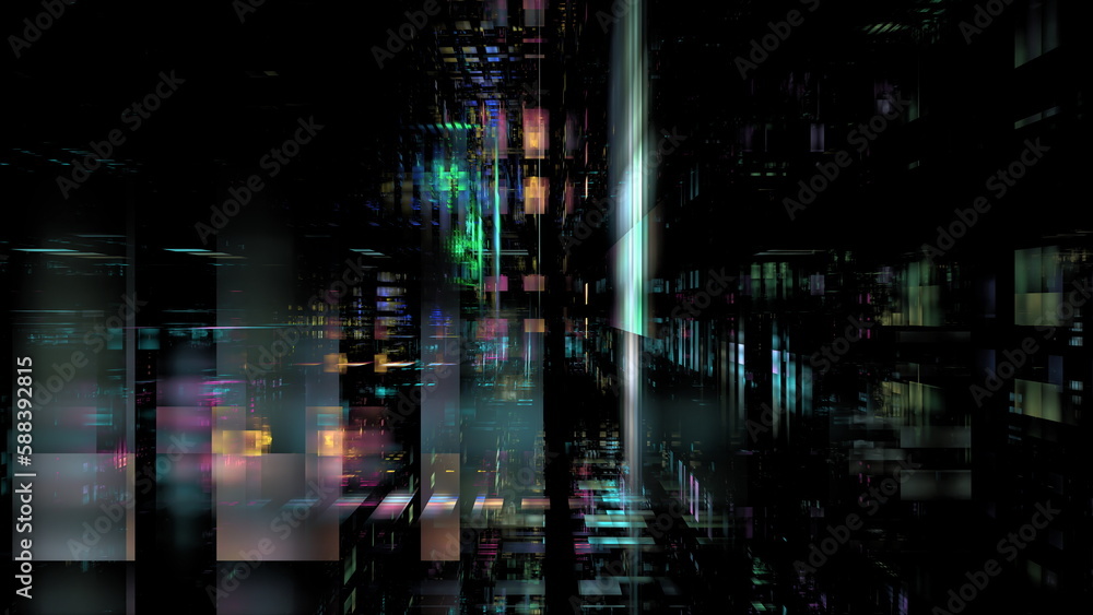 Poster digital space, information transmission, big data processing. digital universe, data matrix, cloud t