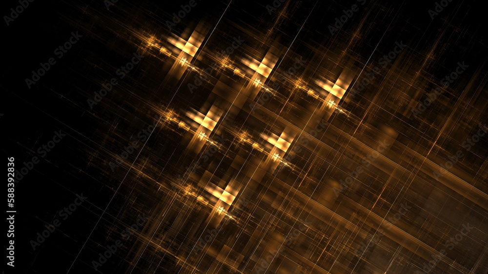 Poster Luminous modern abstract background, fractal world. Digital space for use in design. Round shapes and lines. 3d render