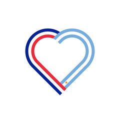 unity concept. heart ribbon icon of france and argentina flags. PNG
