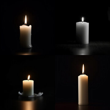 three burning candles on red ,Generative AI