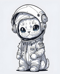 Fototapeta premium loveable cute baby cat wearing an astronaut suit
