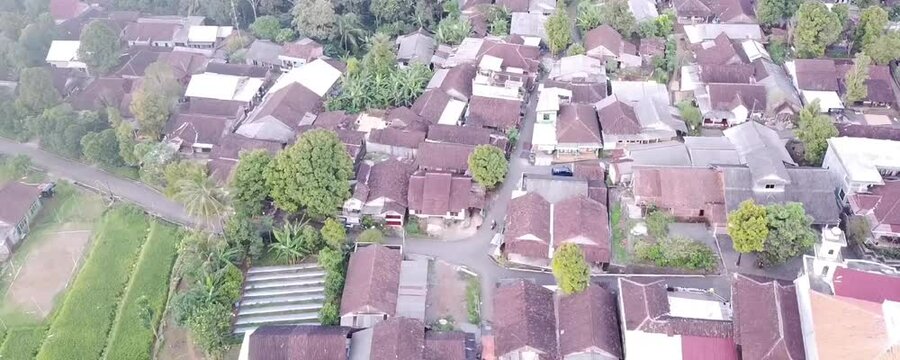 Aerial video of the housing conditions of villagers in mountainous areas