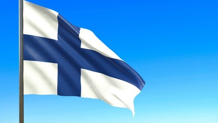 Fototapeta premium flag of finland against a blue sky 3d rendering