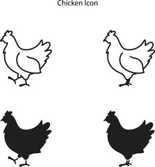 Chicken line and silhouette icon. Monochrome simple Chicken outline icon for templates, web design and infographics