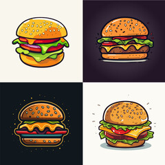 Various Hamburger Illustrations