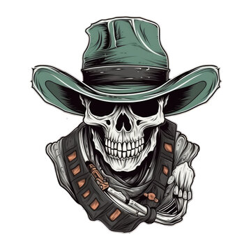 Skull Streetwear Art PNG Transparent Background: Perfect for T-Shirt Design - Skull with Gas Mask Illustration AI Generated
