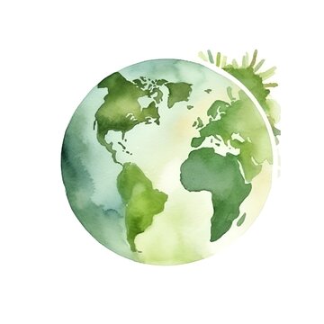 Green Watercolor Earth Drawing: A Sustainable and Eco-Friendly Image for Environmental Awareness