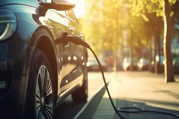 Obraz na płótnie Canvas Electric car charging station, generative AI