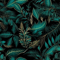 Naklejka na ściany i meble seamless texture,pattern,from tropical leaves,summer