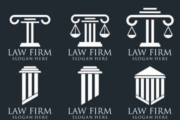 Set of modern law firm justice logo design vector graphic template