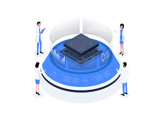 Applying machine learning in healthcare: utilizing algorithms to analyze medical data for improved diagnostics and treatment outcomes. Artificial intelligence in healthcare isometric illustration