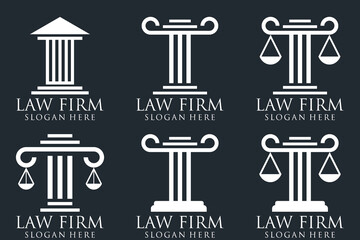 Set of modern law firm justice logo design vector graphic template