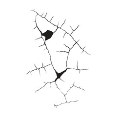 Realistic wall crack illustration vector isolated on white background.
