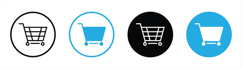 shopping cart icon set. line and flat style icon symbol sign collections, vector illustration
