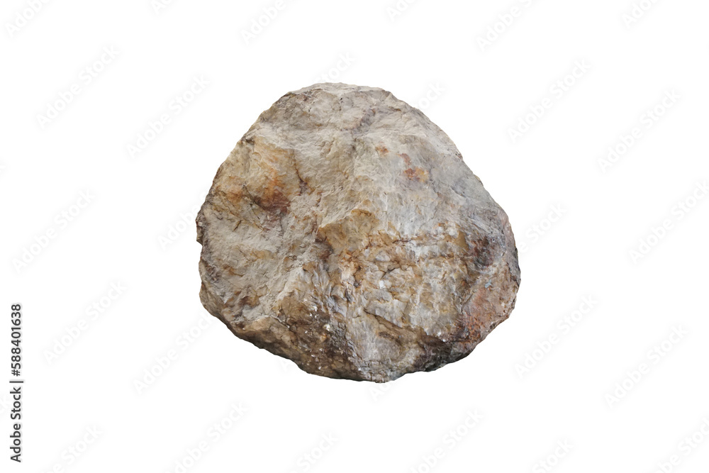 Wall mural natural stone of gold ore in the quartz rock isolated on white background.