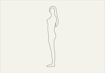 Silhouettes of lovely ladies. Beautiful girls stand in different pose. The figures of women. Vector illustration.