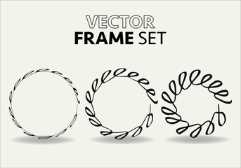 Hand drawn circles sketch frame vector set. Rounds scribble line circles. Vector illustrations.