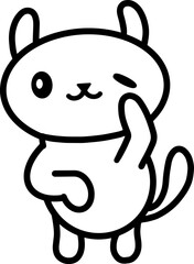 Kawaii kitten vector linear illustration