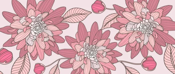 Gardinen Stylish vector pink flower illustration with pink chrysanthemums on a light background for decor, covers, wallpapers, cards and presentations © Лилия Агапова