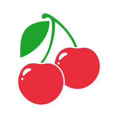 shiny heart shaped red berry fruit with green leaves