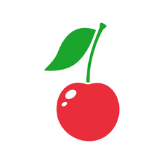 shiny heart shaped red berry fruit with green leaves