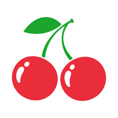 shiny heart shaped red berry fruit with green leaves