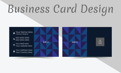 Modern, creative and luxurious business card design by using pattern. Blue and black color theme. Vector illustration ready print template.. 