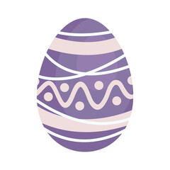 Purple decorated Easter egg. One egg is drawn in a cute cartoon style and painted for Easter as a gift. Hand drawn vector illustration for use in your design, icon, logo, sticker, web