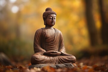 Buddha statue in outdoor settings, created with generative AI