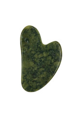 Jade scraper for massage Gua Sha on a white background.