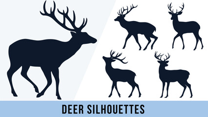 Collection of Detailed Deer Silhouette Vectors