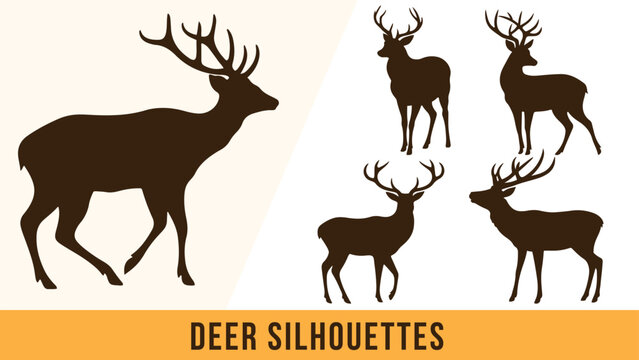 Collection of Detailed Deer Silhouette Vectors