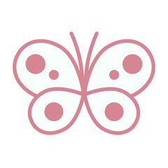 Butterfly, insect drawn in a simple flat style. Vector illustration, pink outline. Isolated on white background. Universal template for your design. Design post, poster, applique, social media, banner
