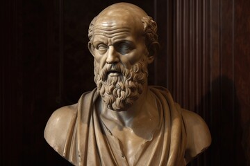 marble bust of the greek physician Hippocrates created by generative AI