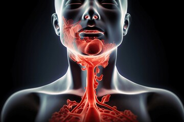 throat infected with mononucleosis created by generative AI - obrazy, fototapety, plakaty