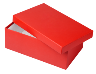 Open red shoe box isolated on transparent background