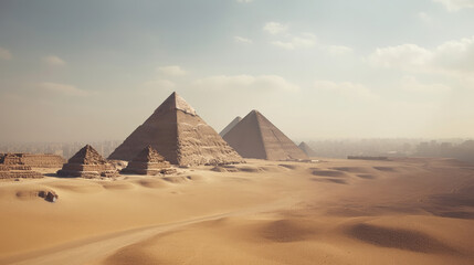 Fototapeta na wymiar Egyptian pyramids background Illustration AI Generative.