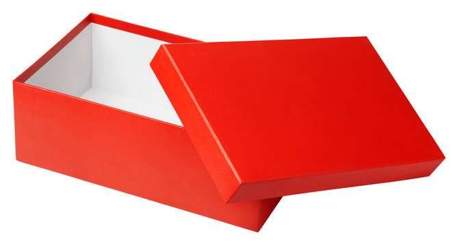 Open red shoe box isolated on transparent background