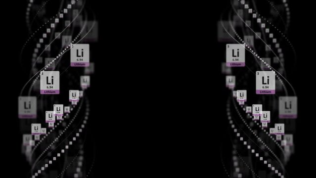 LITHIUM Molecule Symbol, Chemistry Periodic Table, Animation, Background, Rendering, Loop
