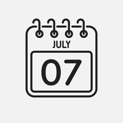 Icon page calendar day - 7 July