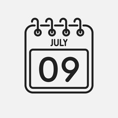 Icon page calendar day - 9 July