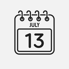Icon page calendar day - 13 July