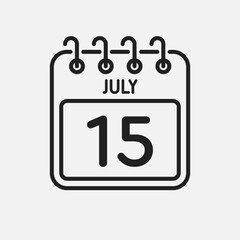 Icon page calendar day - 15 July