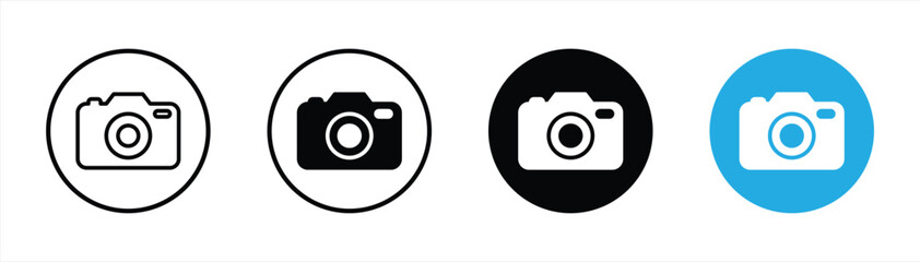 camera icon set. line and flat style icon symbol sign collections, vector illustration