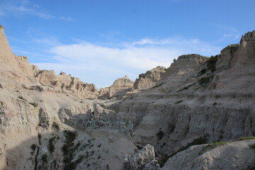 Badlands National Park in the sunset in South Dakota