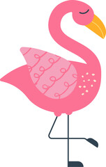 Summer cartoon flamingo cute flat doodle style 