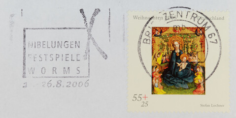 briefmarke stamp vintage retro gestempelt frankiert cancel used gebraucht slogan werbung stempel...