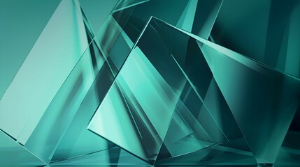3D Render of Teal Abstract Ethereal Glass Shards Background